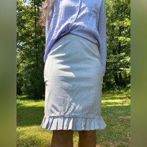 Willi Smith Women’s Gray and White-Stripped Pencil Skirt Size 4